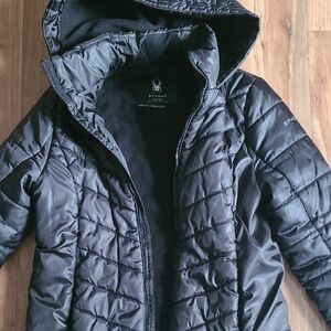 Spyder Black Quilted Hooded Puffer Jacket